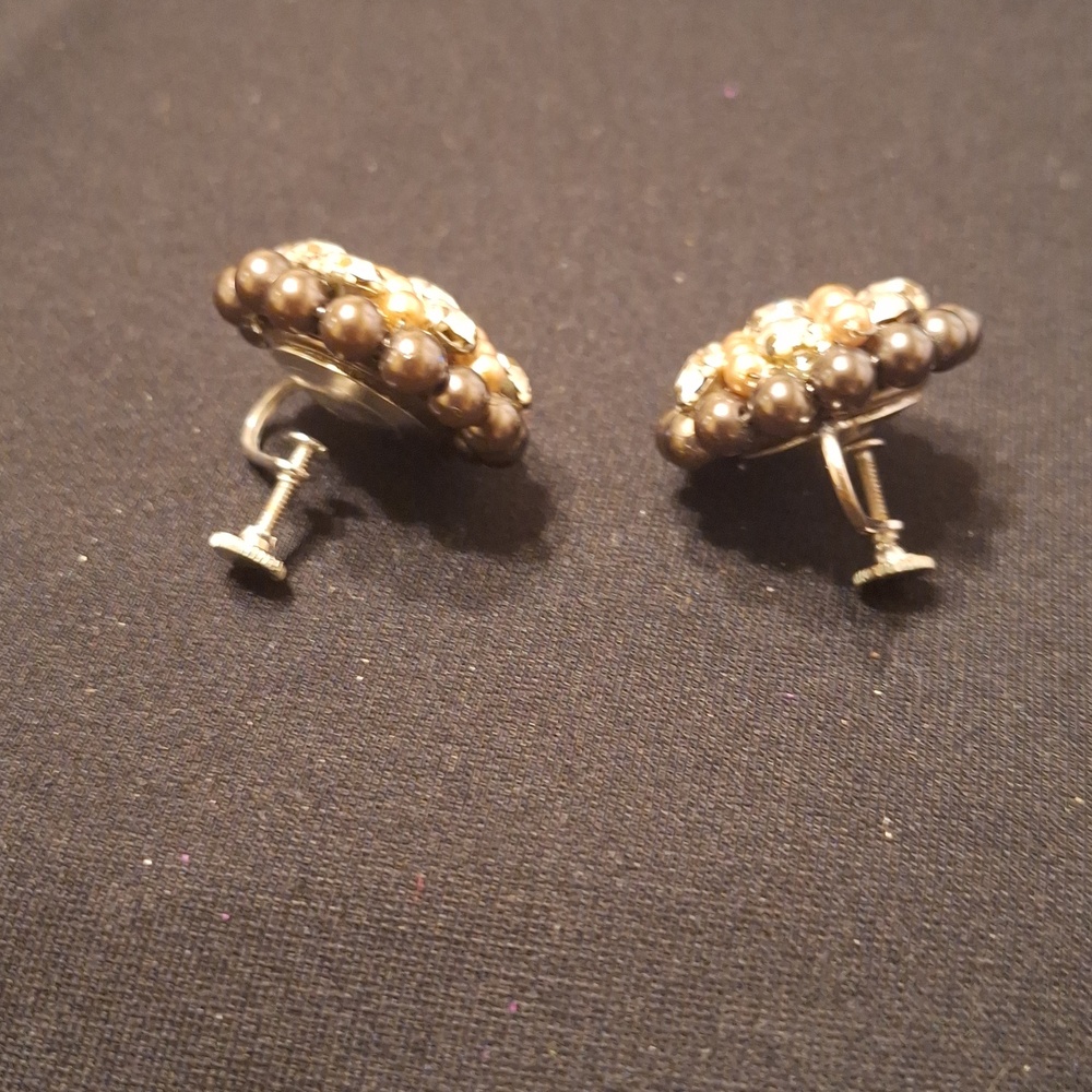 Rhinestone And Pearl Earrings